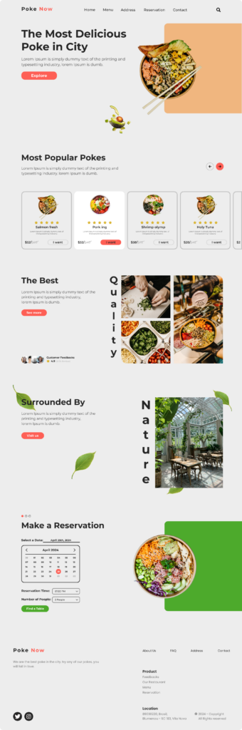 landing page de um restaurante de poke